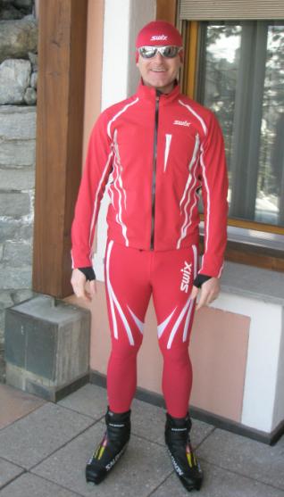 Heathley wearing his specialist ski clothing